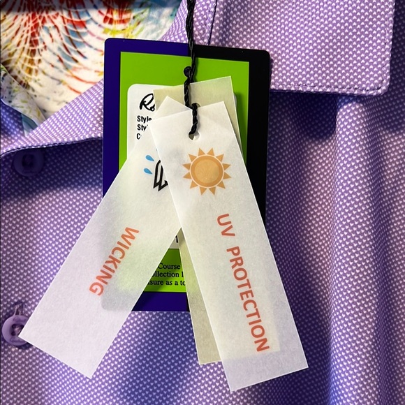 New Robert Graham Lilac Purple Classic Fit Golf Polo UV Protection & Wicking! - Picture 6 of 11